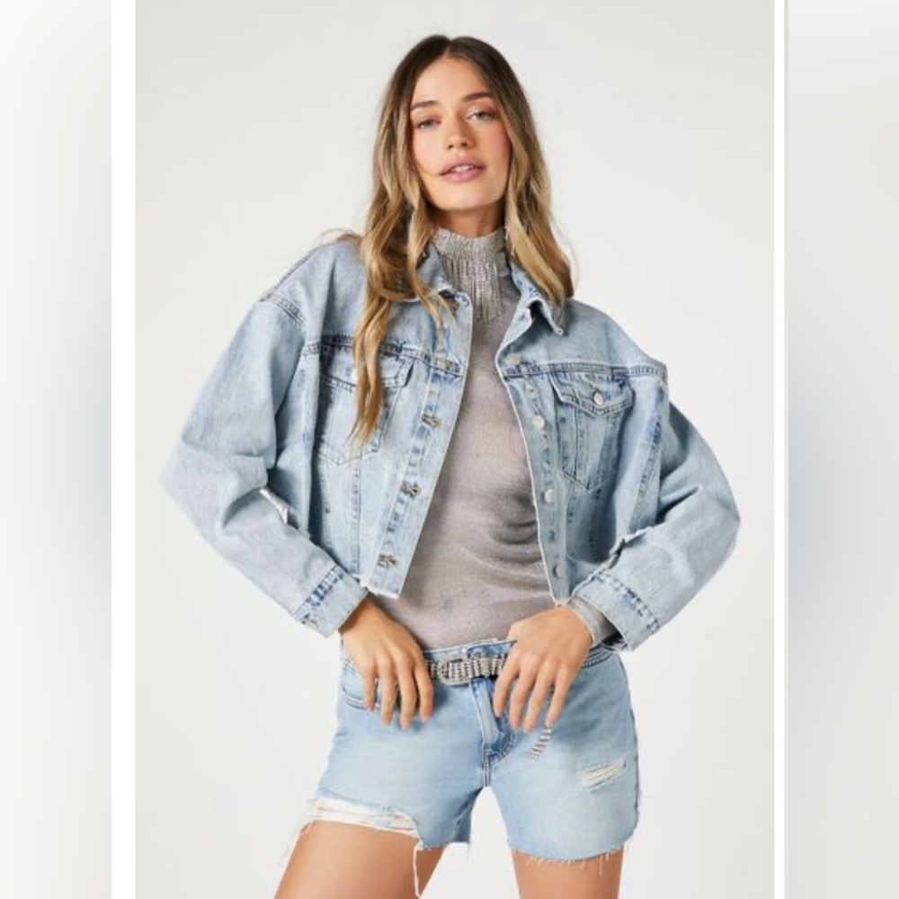Forever 21 Rhinestone-Fringe Denim Jacket size M - Picture 2 of 5